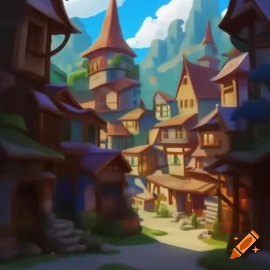 Vivid and detailed fantasy town architecture