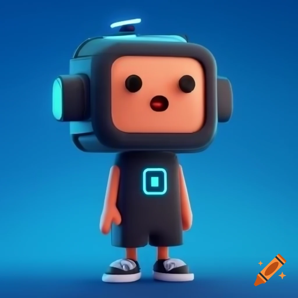 Futuristic square-shaped cartoon character design