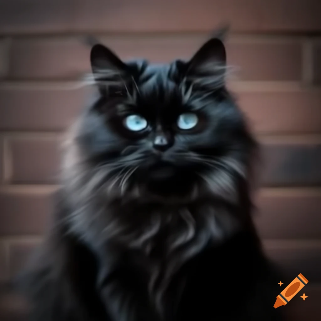 Black fluffy cat