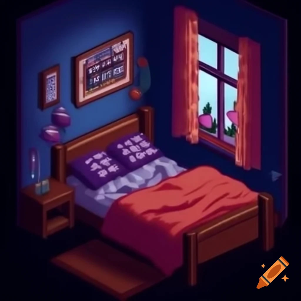 Cozy pixel art bedroom design