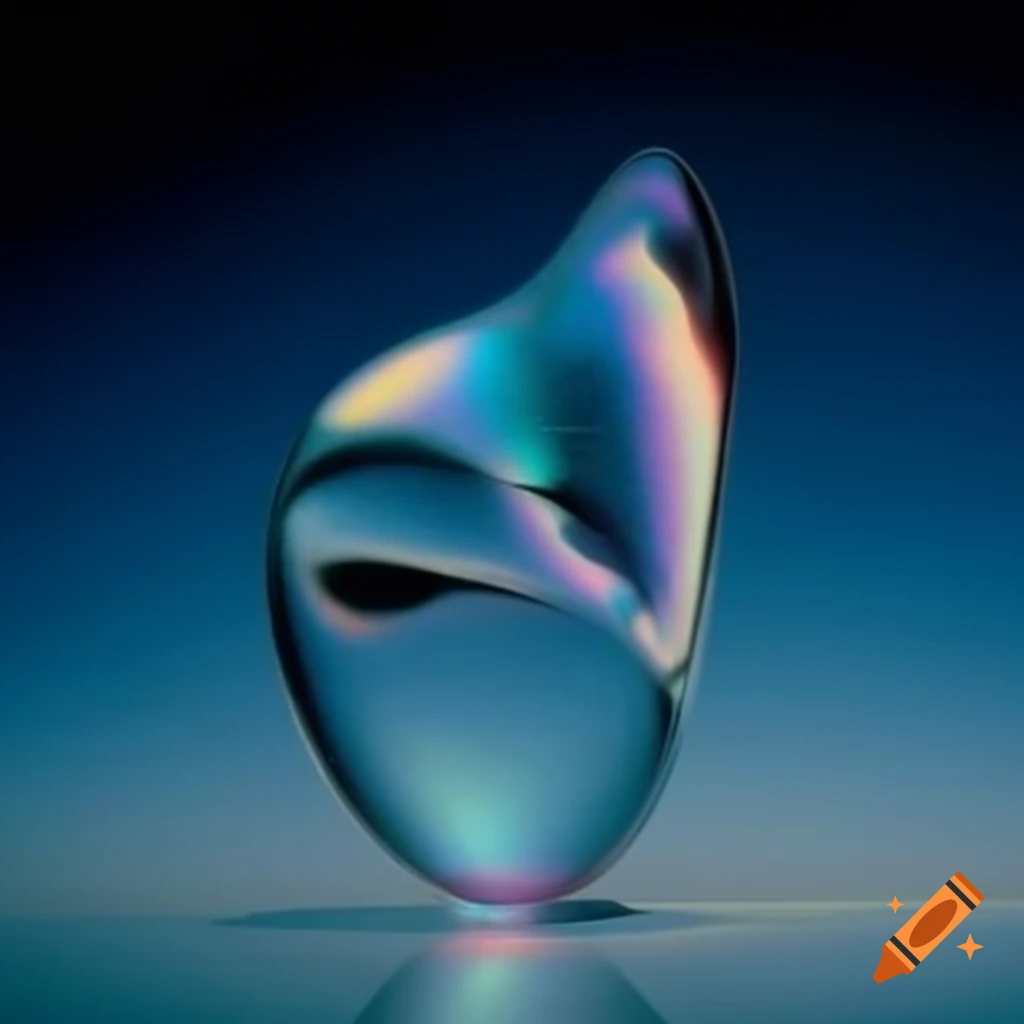 Pop surreal photography featuring iridescent glass statue