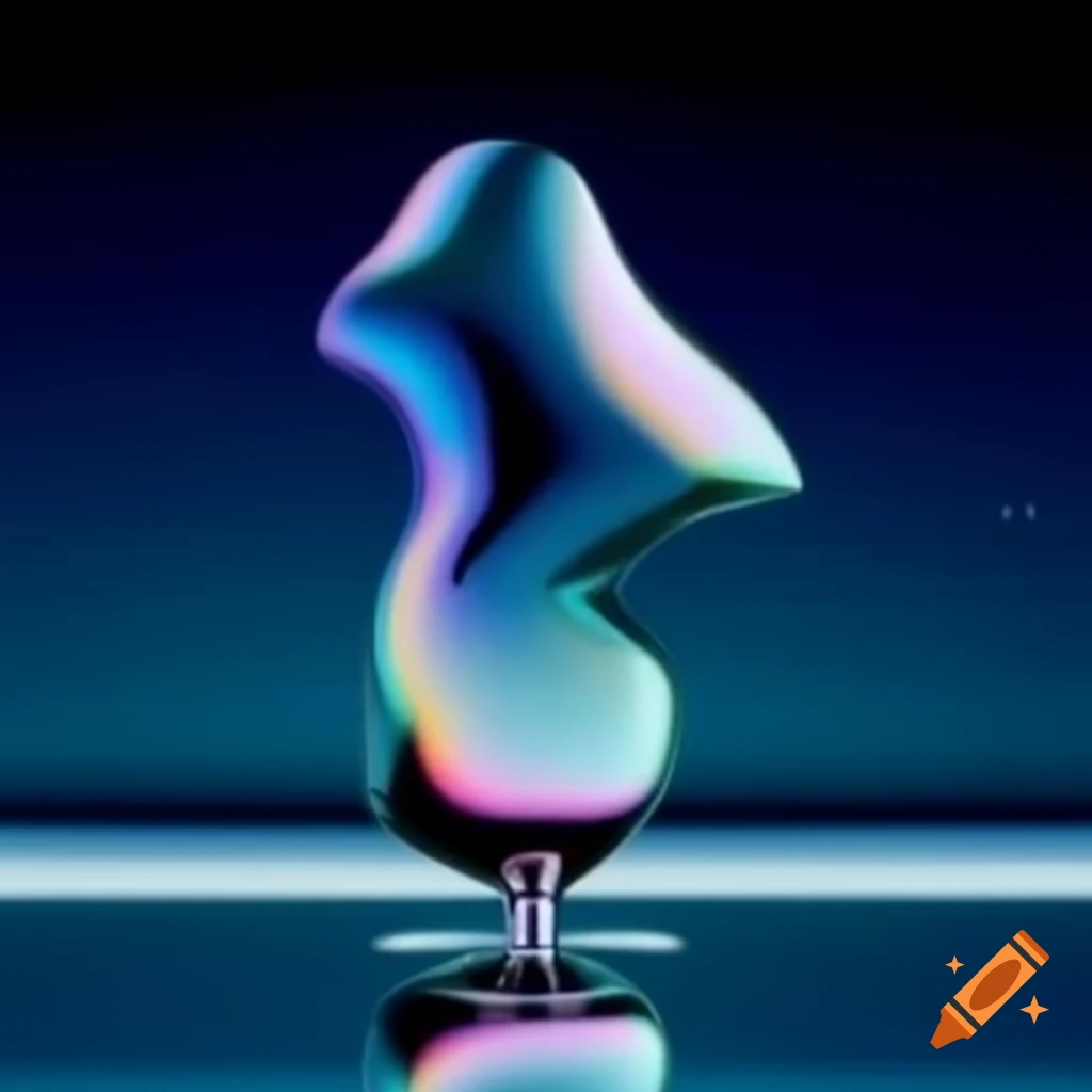 Pop surreal photography featuring iridescent glass statue