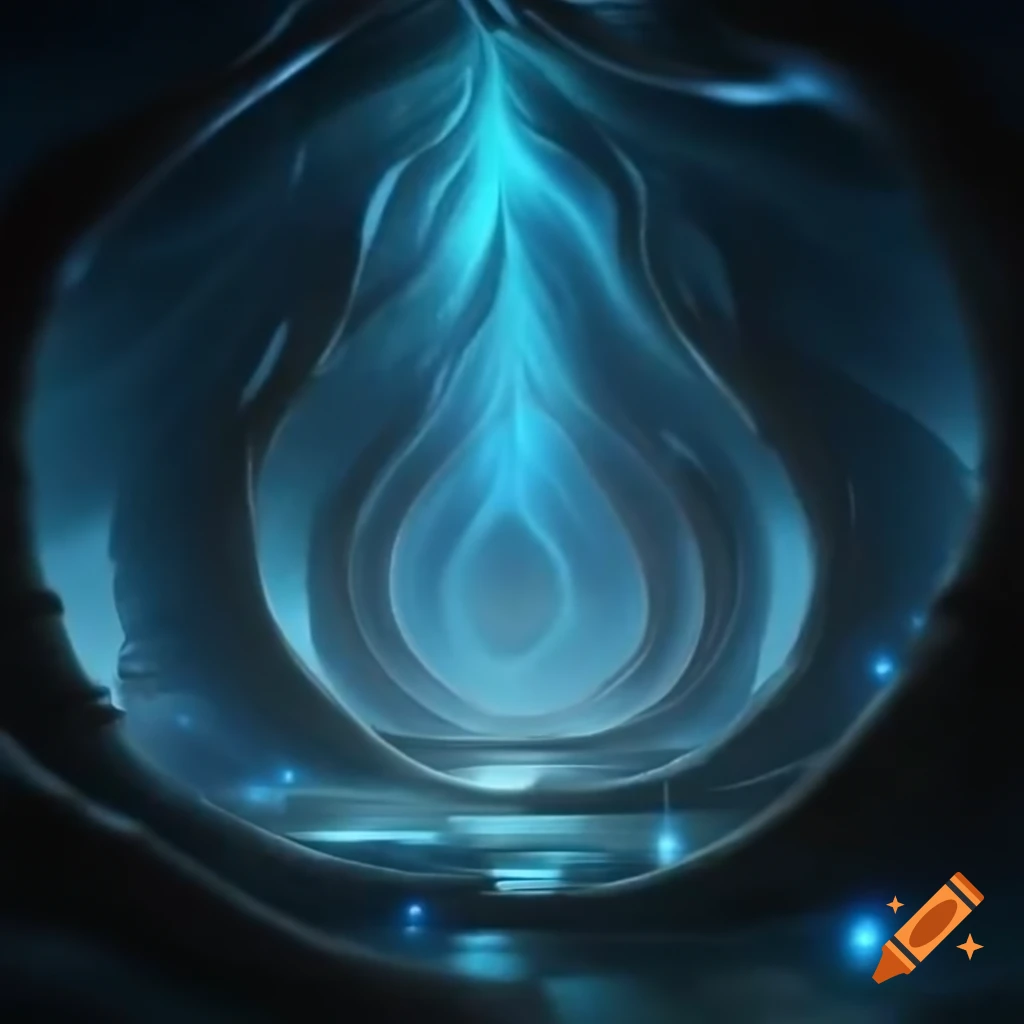 Mystical tapestry with azure shrouds and legendary echoes