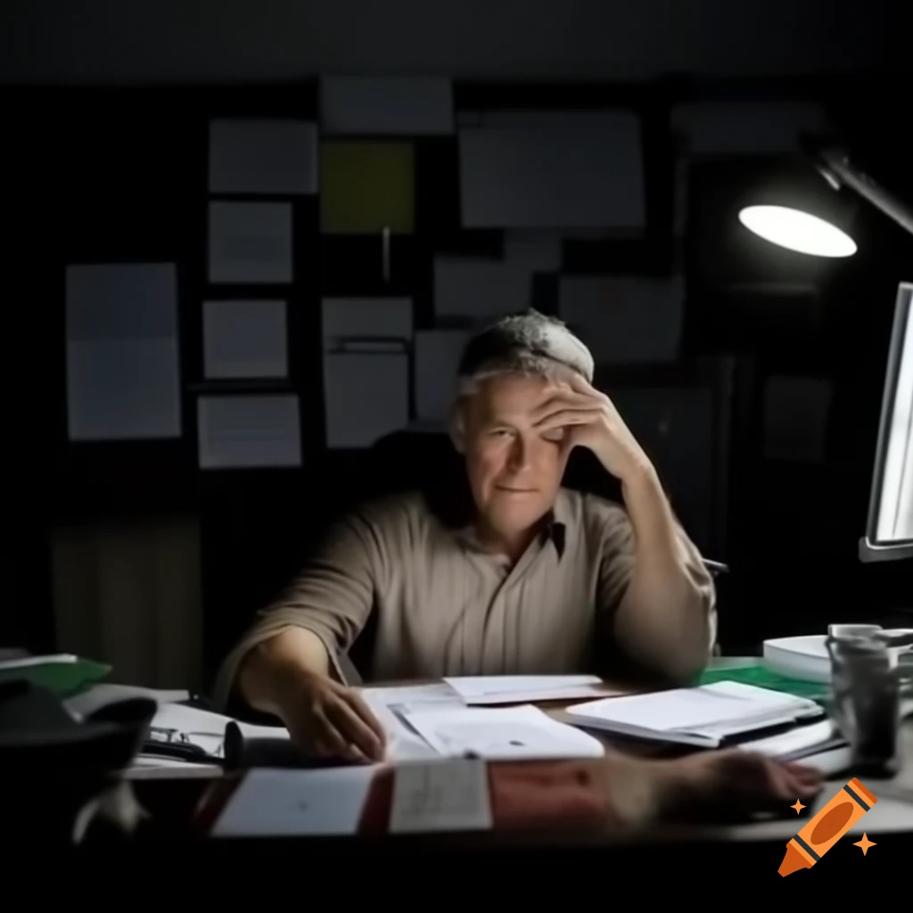 Developer working late at cluttered desk on mobile app MVP with laptop screen showing streamlined design
