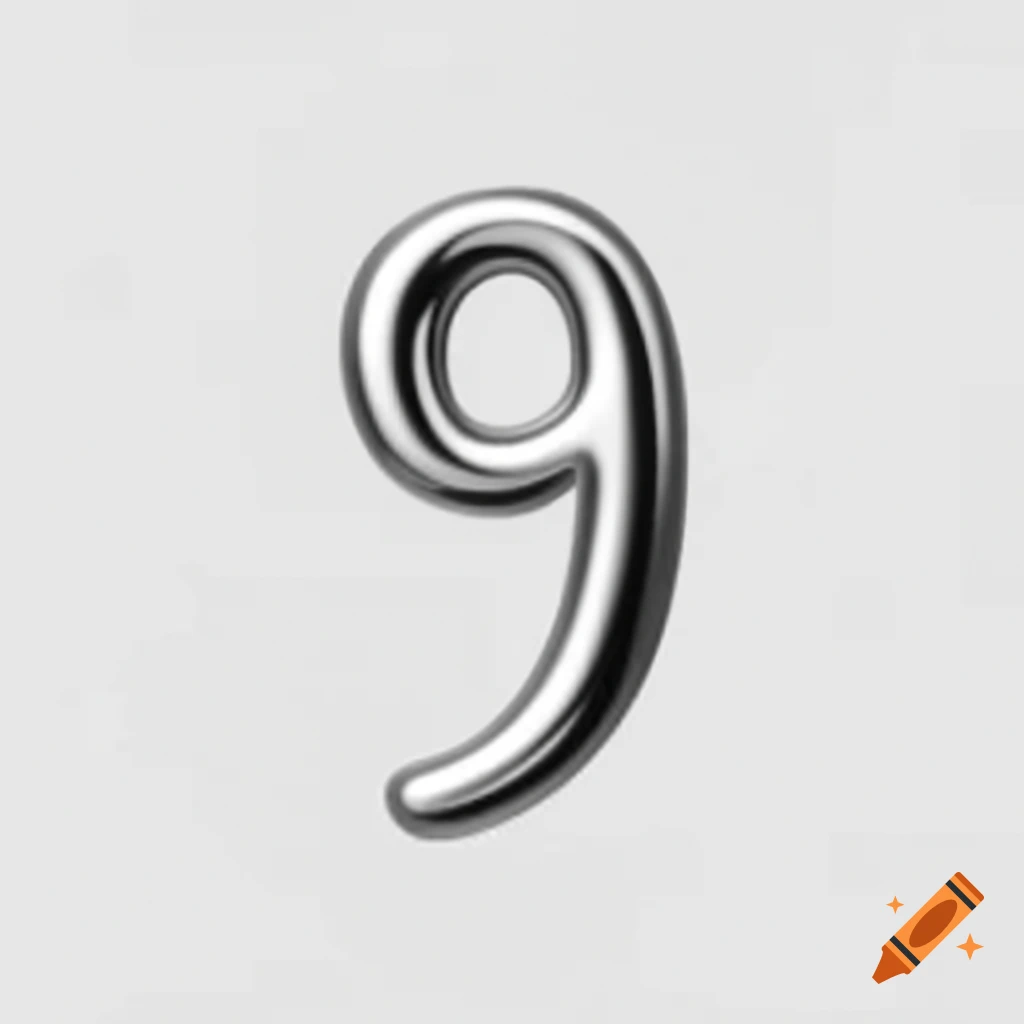 Silver balloon number 9 on white background