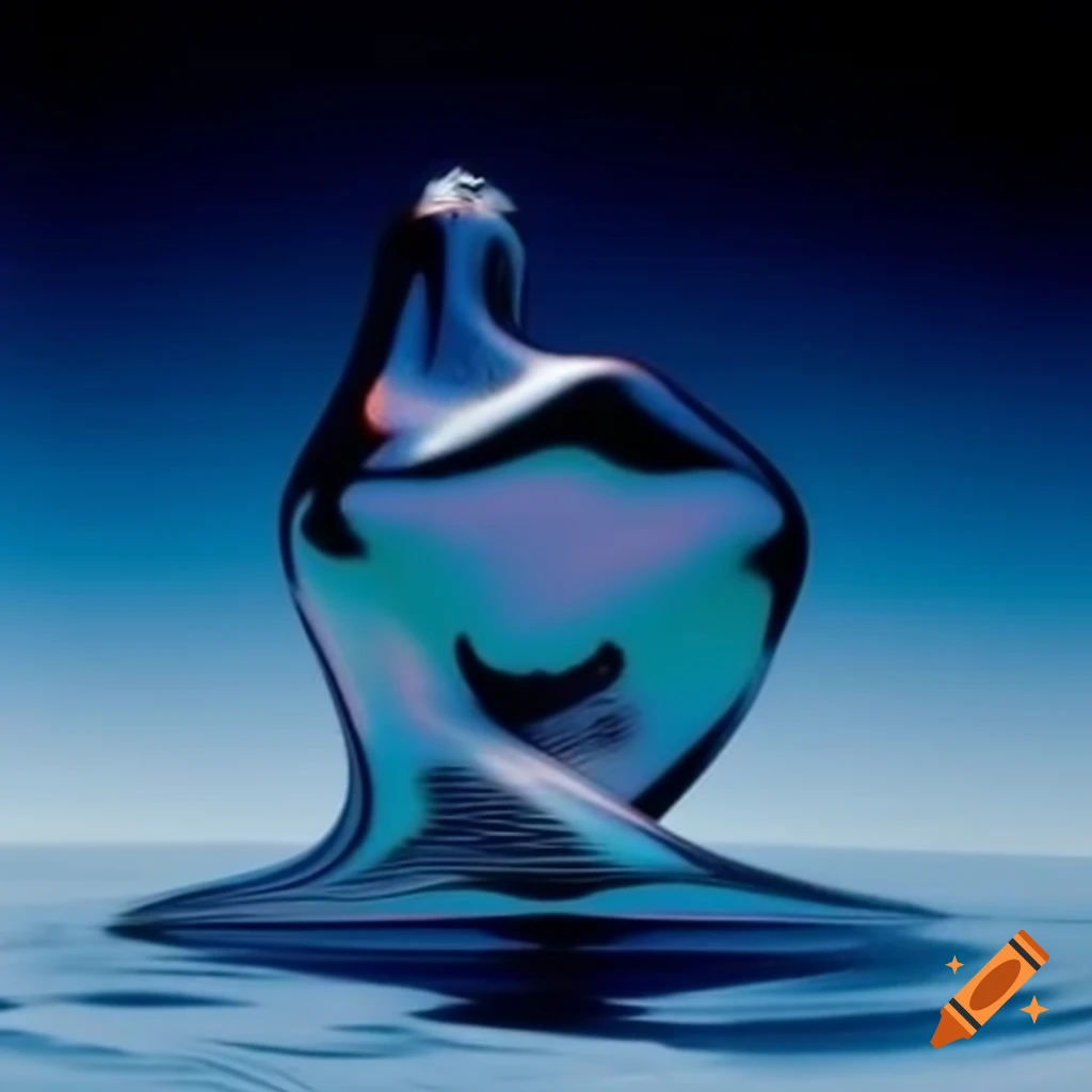 Pop surrealism photography featuring iridescent glass statue