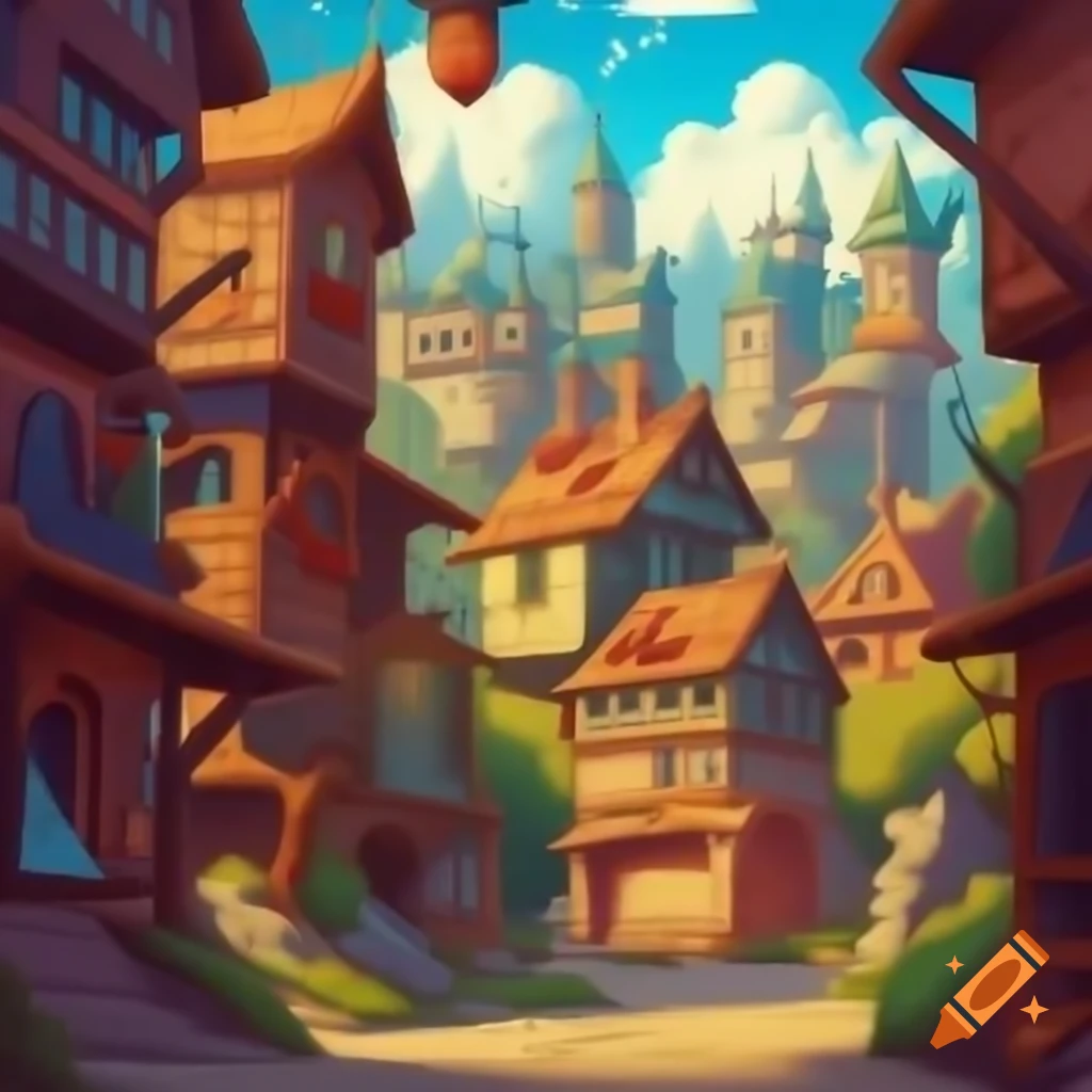 Vivid and detailed fantasy town architecture
