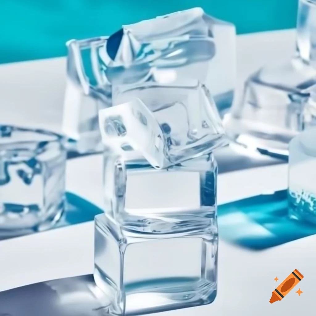 Ice cubes refreshing in hot summer