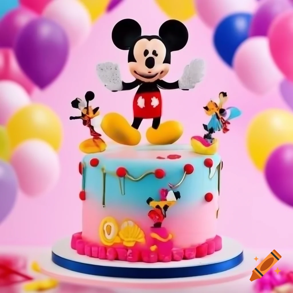Mickey Mouse Themed Birthday Cake With Vibrant Decorations On Craiyon