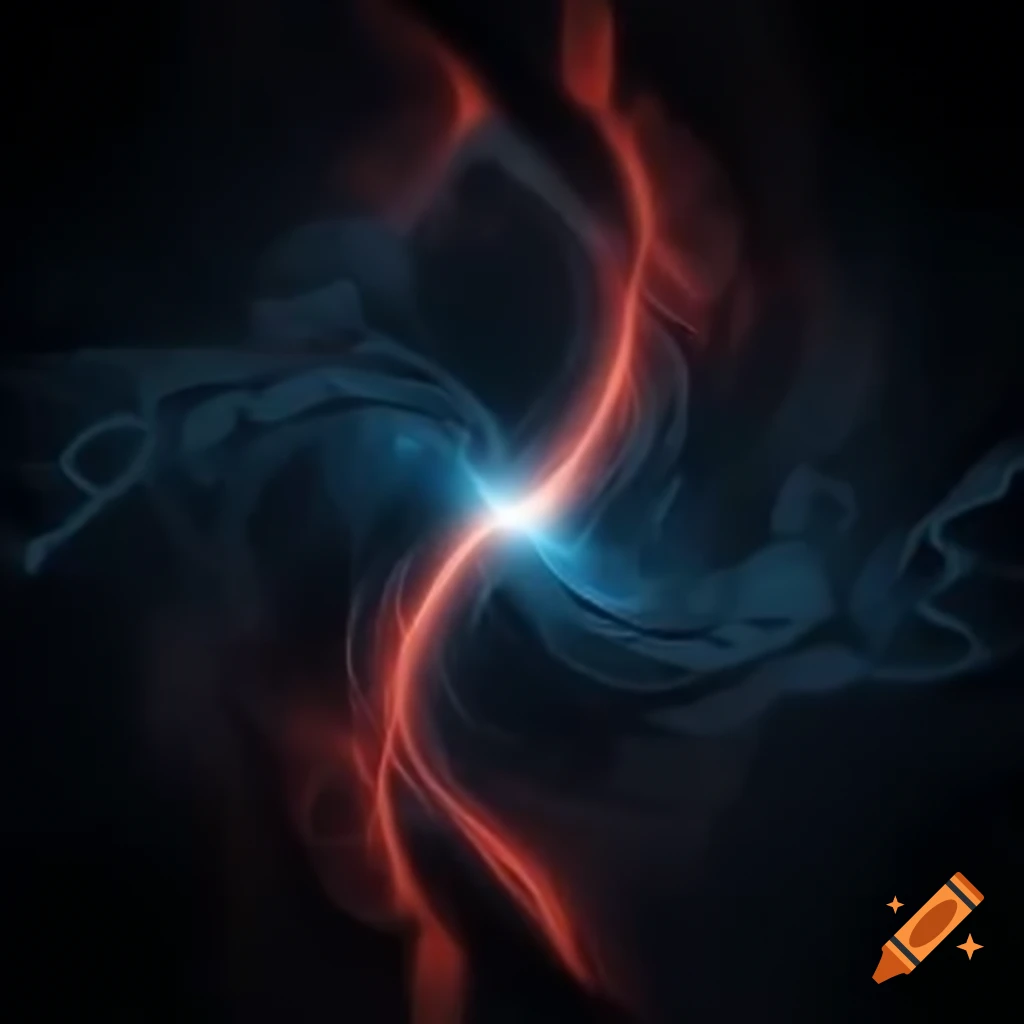 Crimson paths diverging in starry black infinite plane, symbolizing a mystical realm