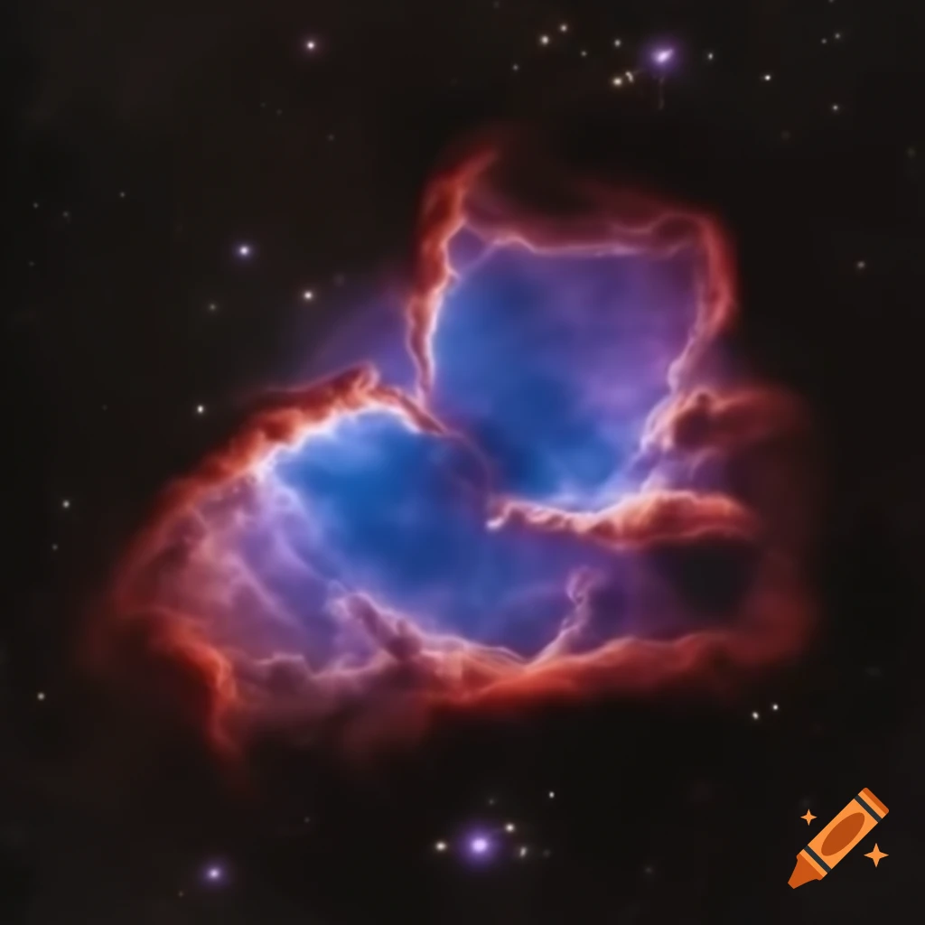 Irregularly shaped purple nebula in space