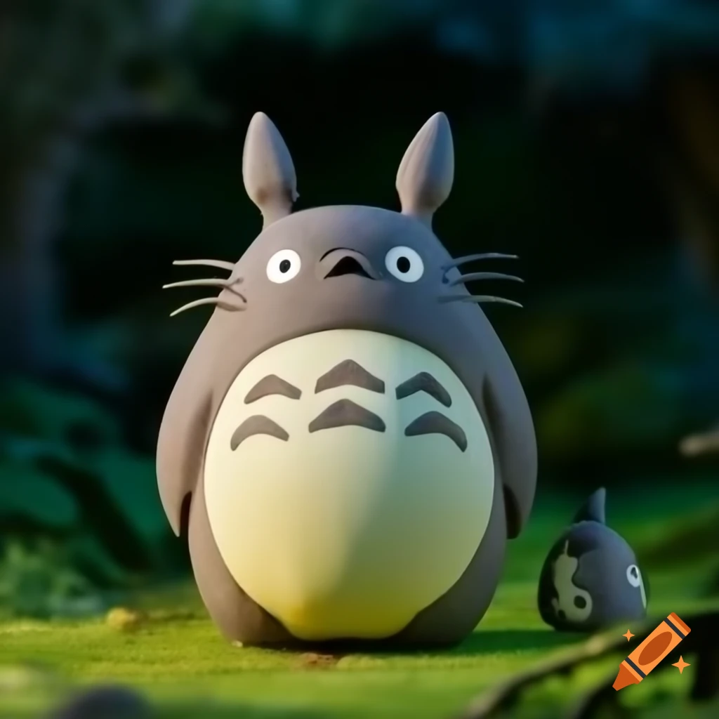 Totoro in Tim Burton claymation style