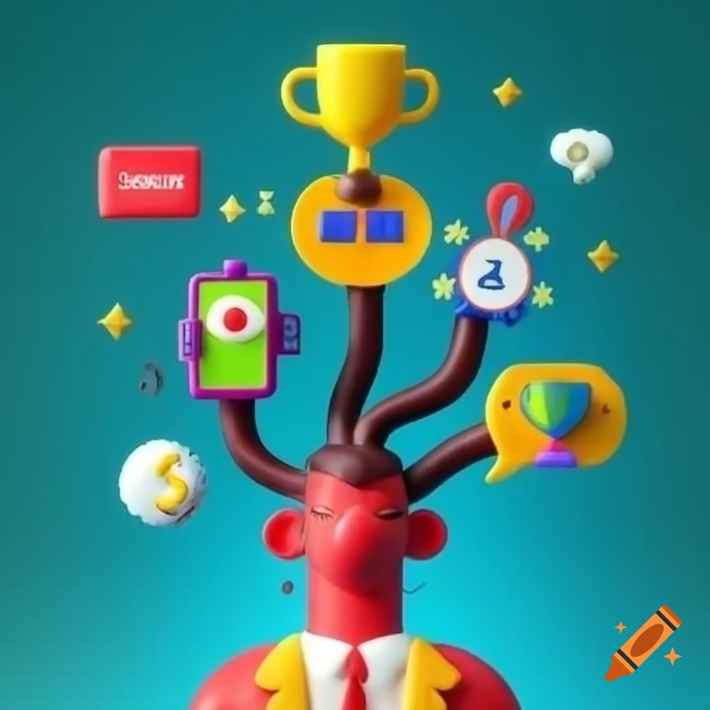 Cartoon figure representing self-promotion and personal achievements