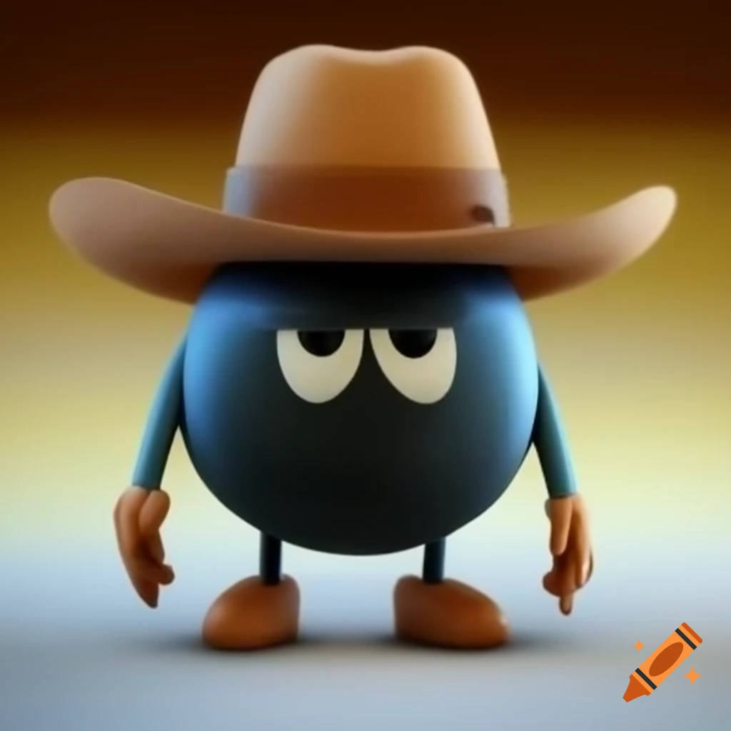 Blob character wearing a cowboy hat