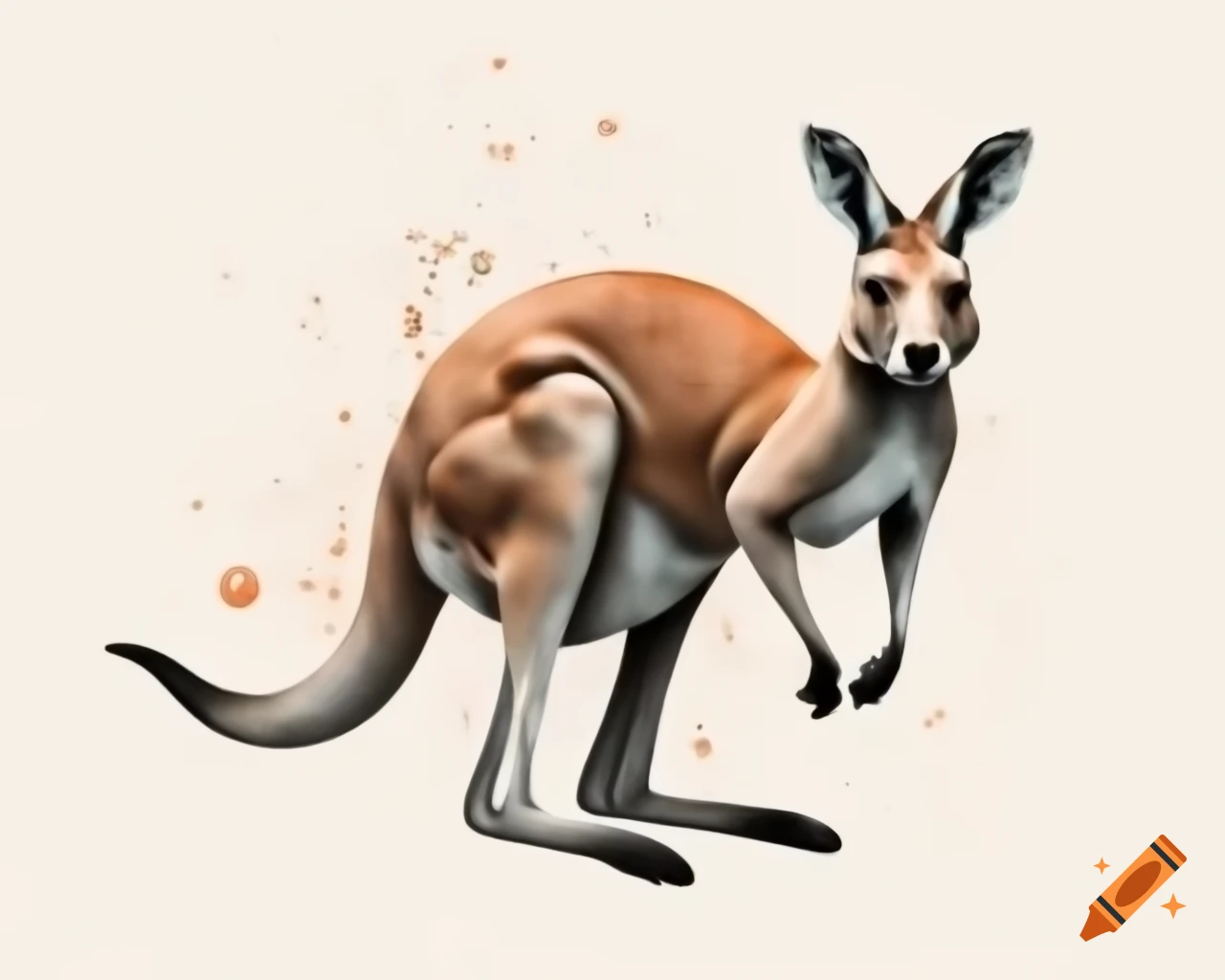 Mother kangaroo in watercolor shades inspired by Albert Namatjira