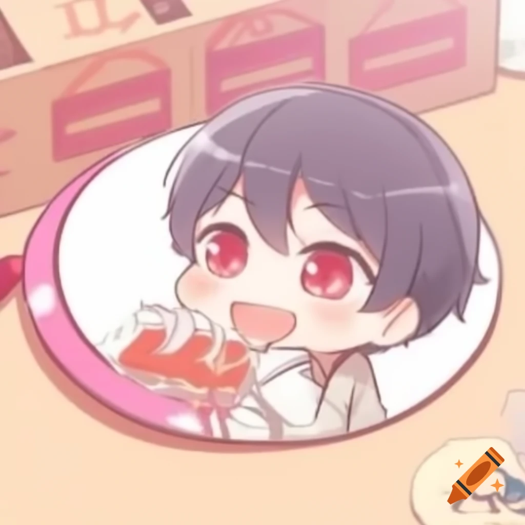 Anime chibi character in front of a mirror