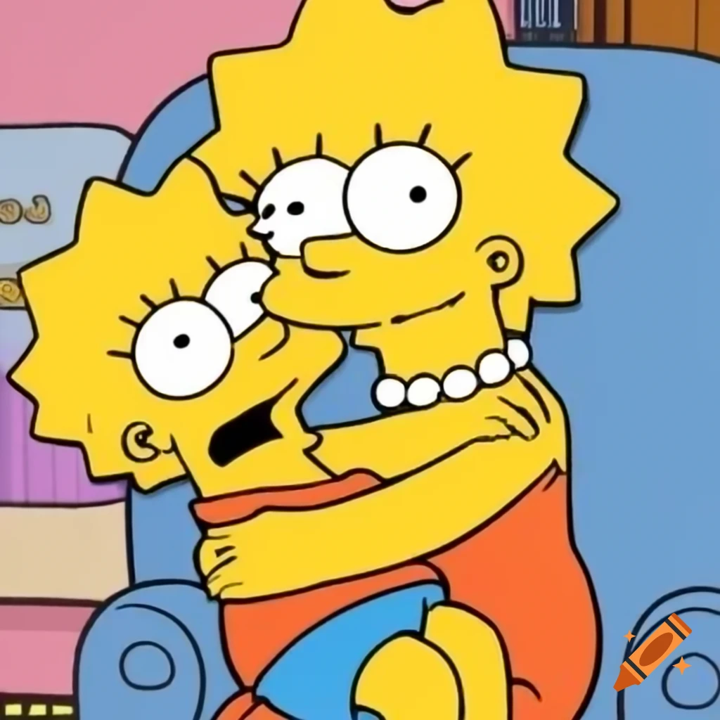 Lisa Simpson mascot comforting a scared boy