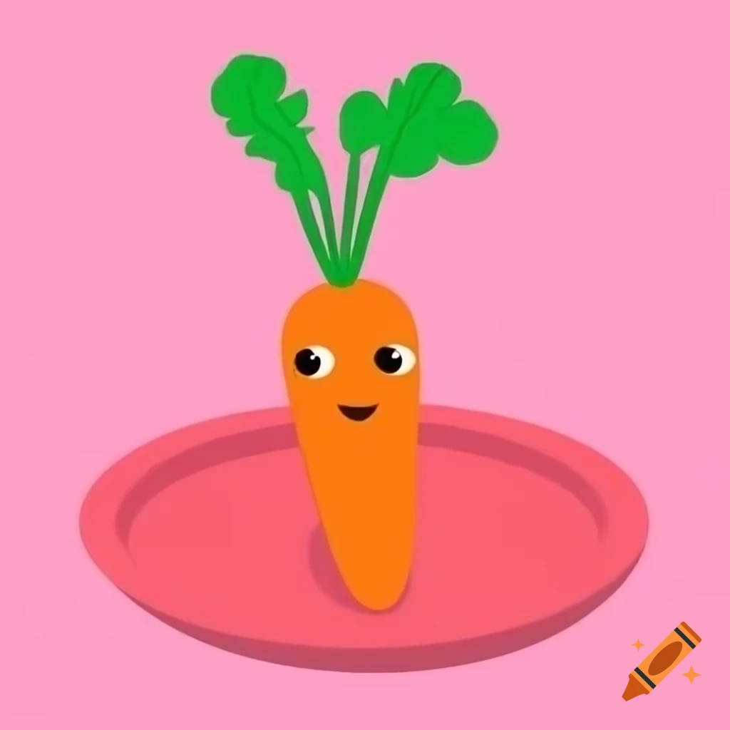 Illustration of carrots on a pink plate