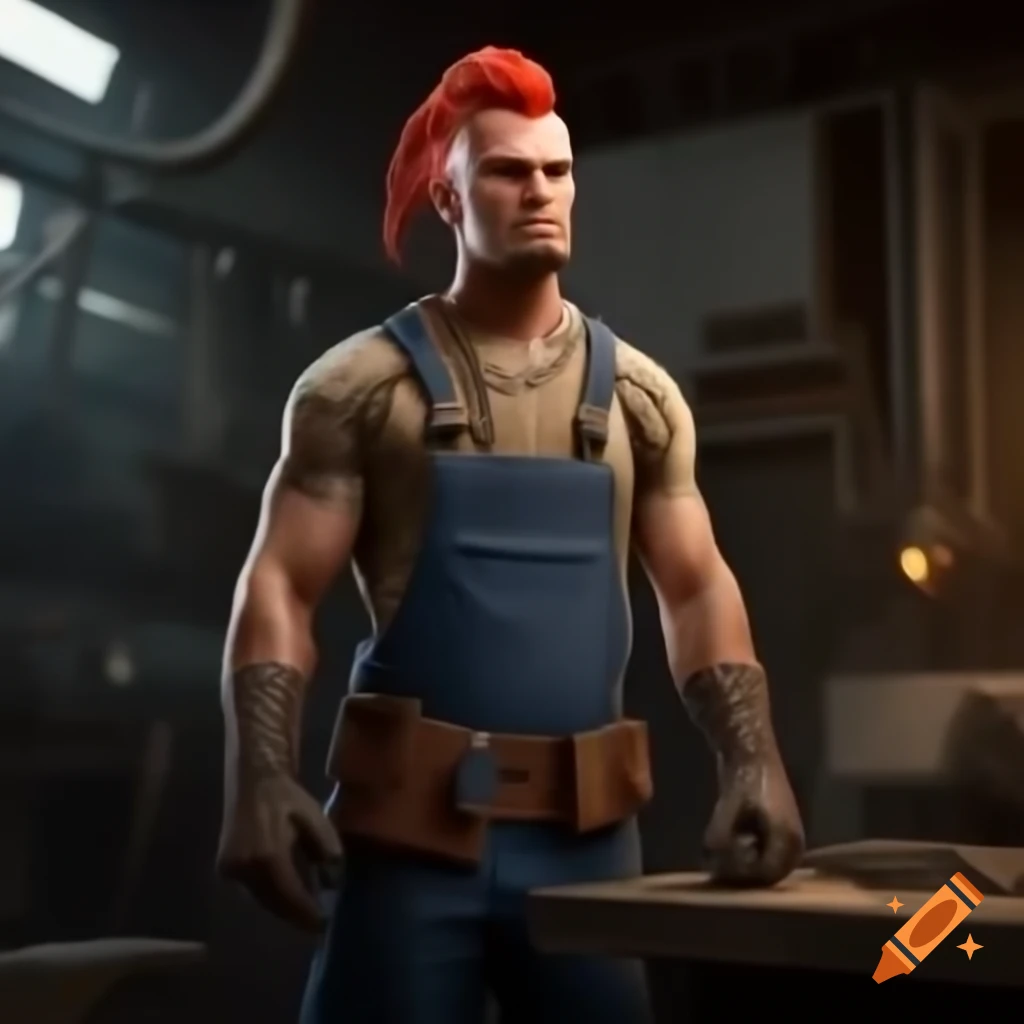 Ironworker with mohawk performing construction work