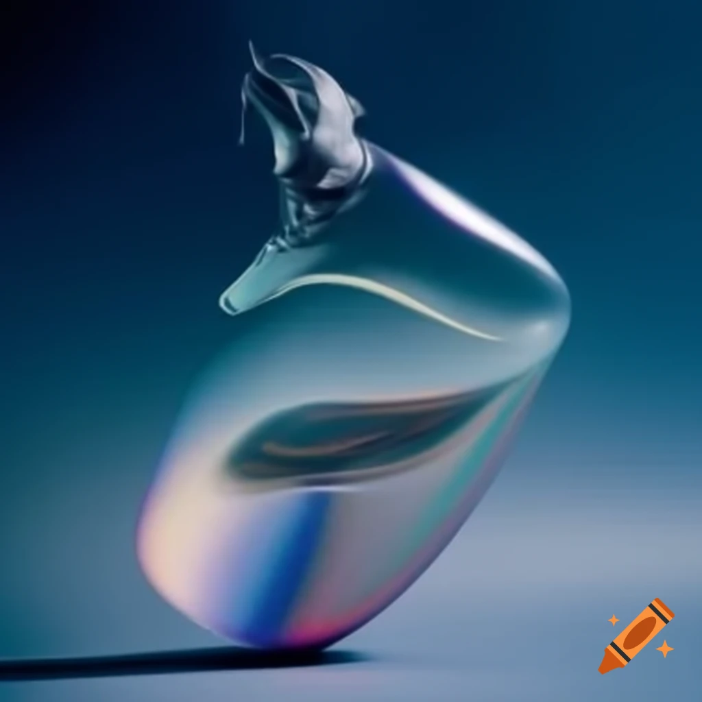 Pop surreal photography featuring iridescent glass statue