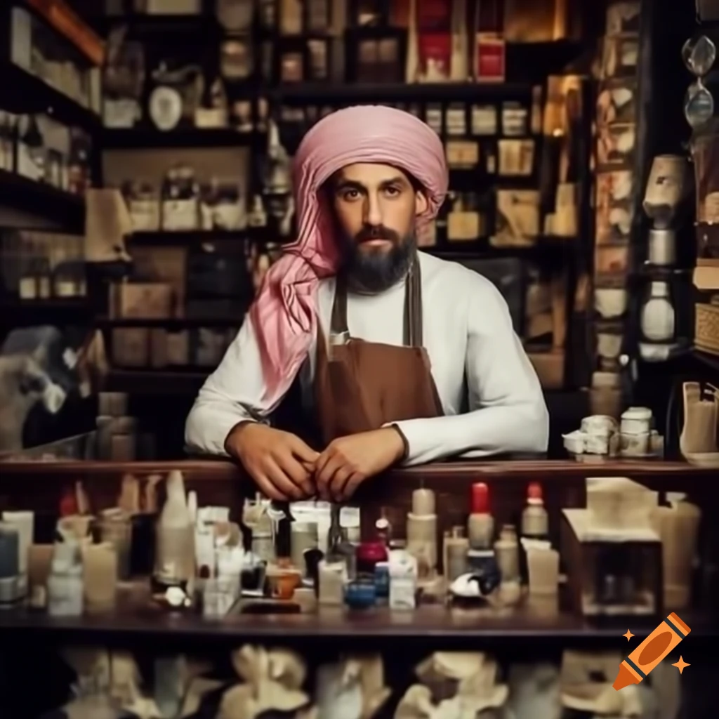Arab man selling perfume in vibrant bazaar