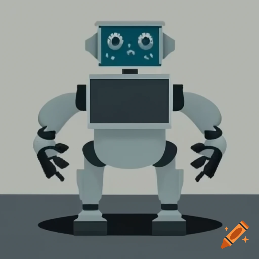 Futuristic garbage collection robot with square build collecting waste in living room