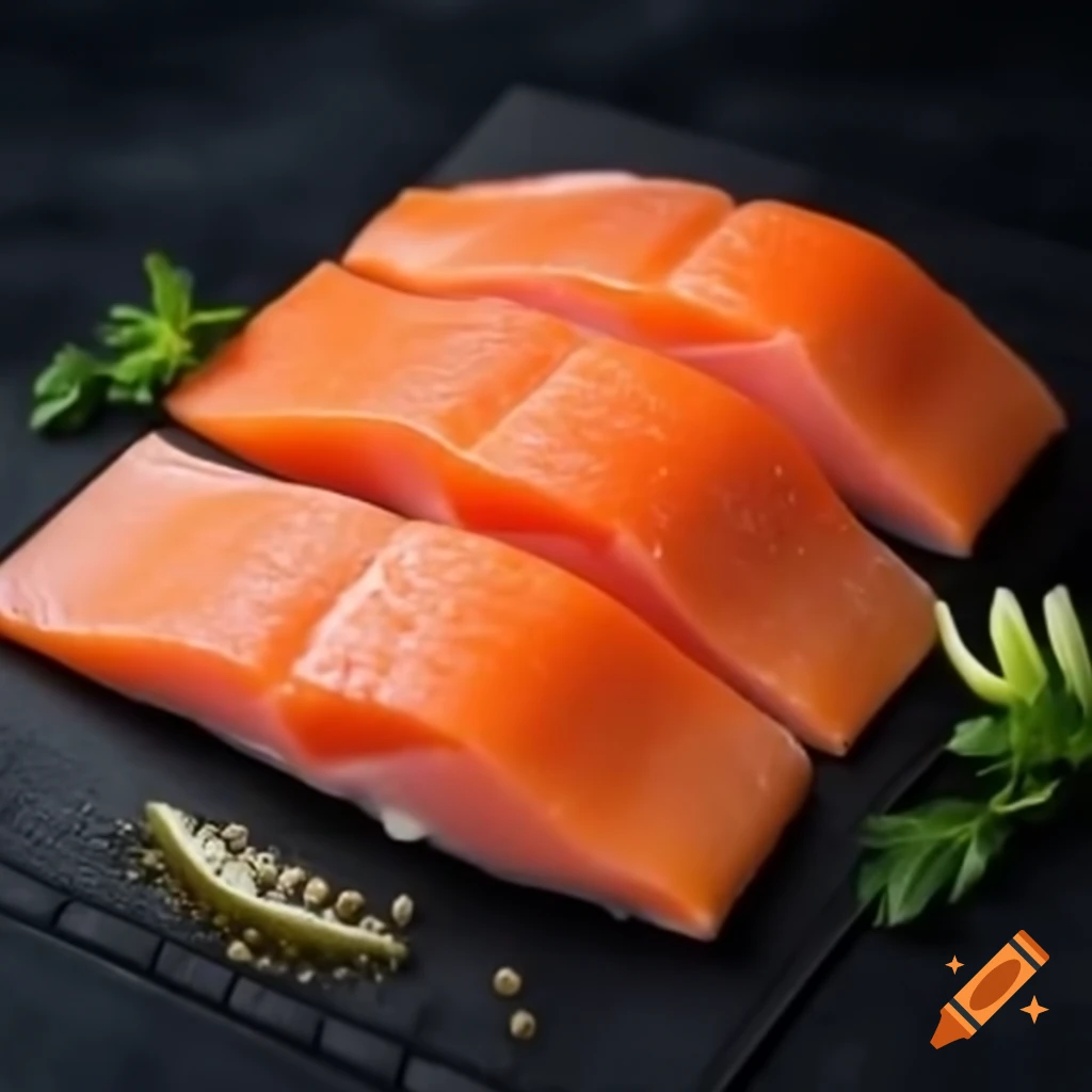 Exquisite presentation of sliced salted salmon for FishShop logo