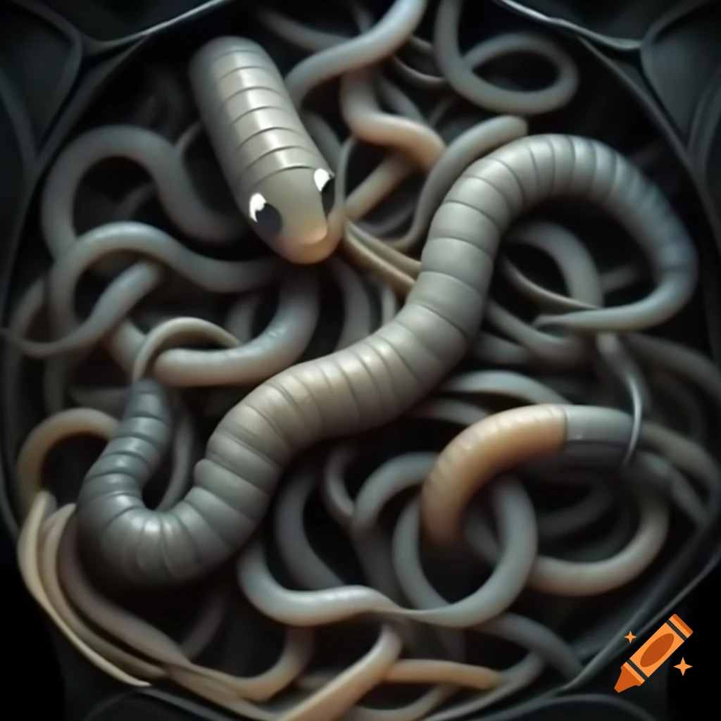 MC Escher inspired artwork featuring intricate worm designs