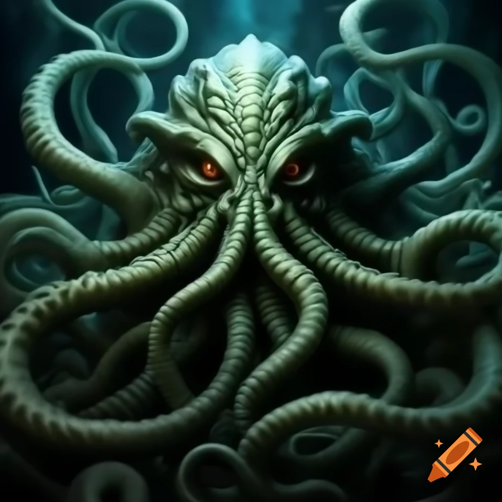 Cthulhu in R'lyeh, a mythical cosmic entity