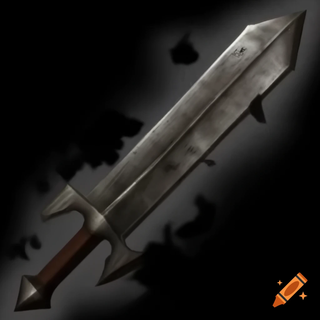 Weathered battle-worn sword with glowing runes and ancient leather hilt