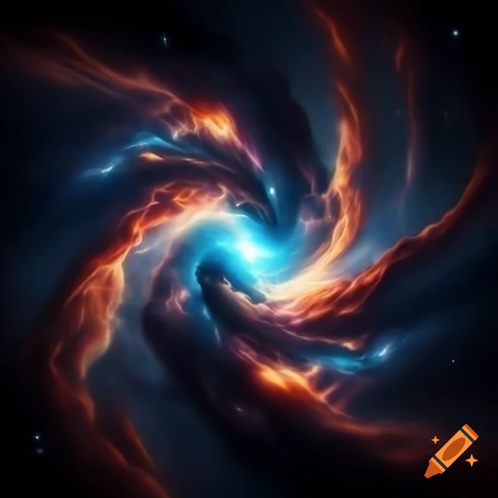 Cosmic energy burst from pyramids with vivid colors and glowing effects