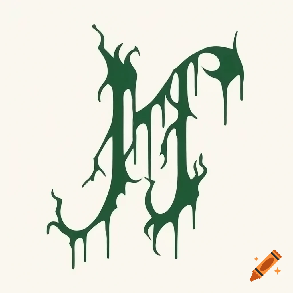 Elegant high fantasy design with ivy branches and typographic elements in Yoshitaka Amano style