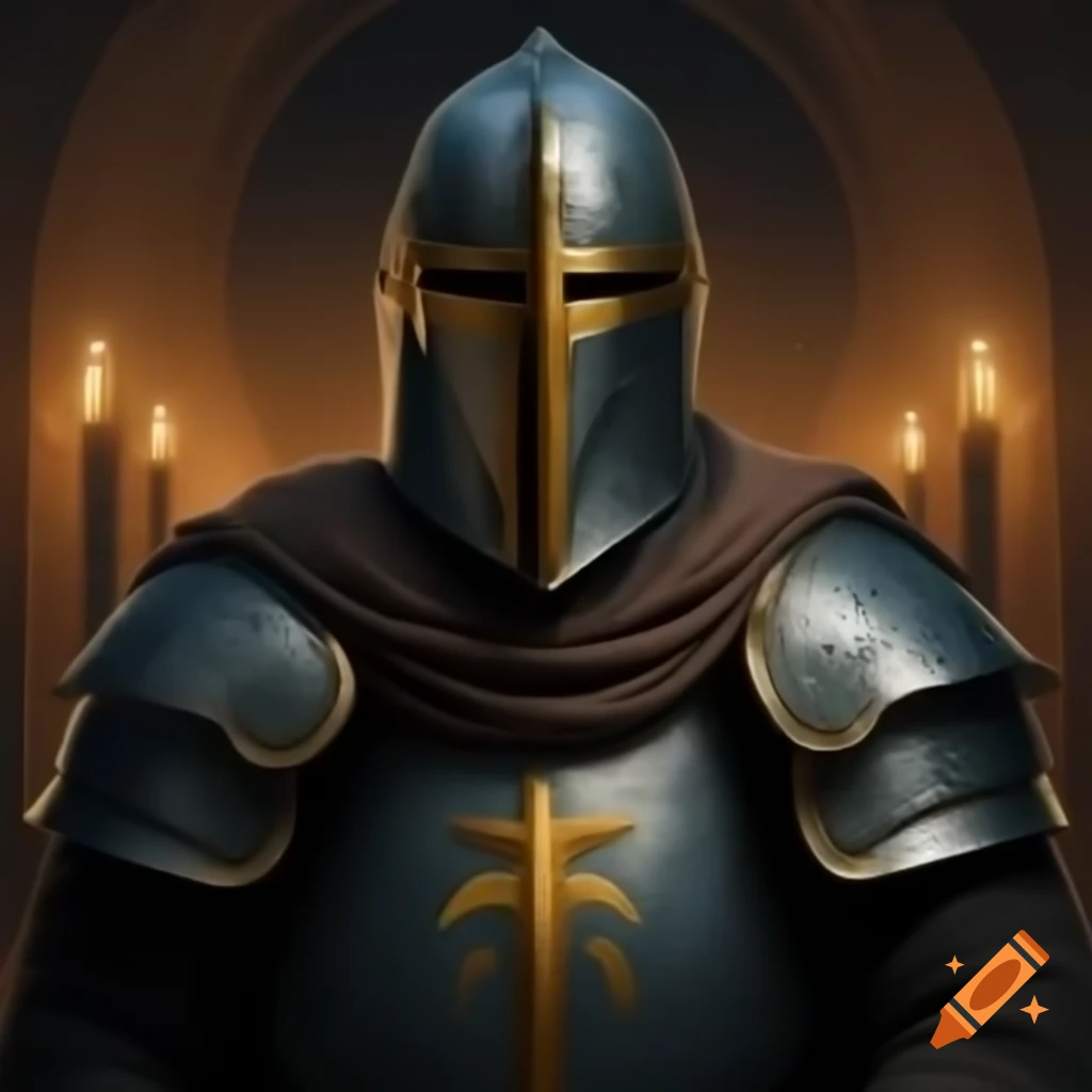 Knight swordsman standing alone