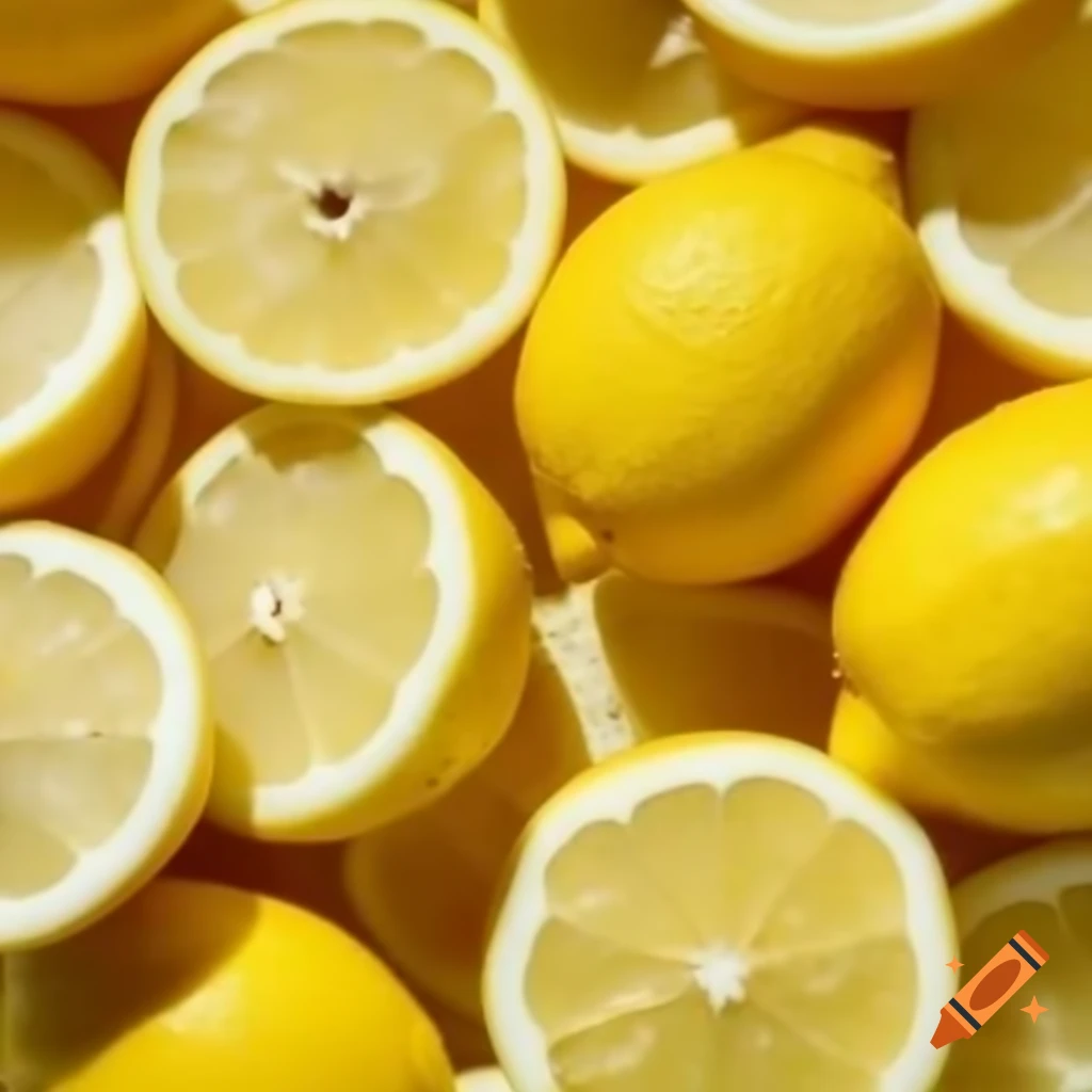 Lemon fruit and slices arranged attractively