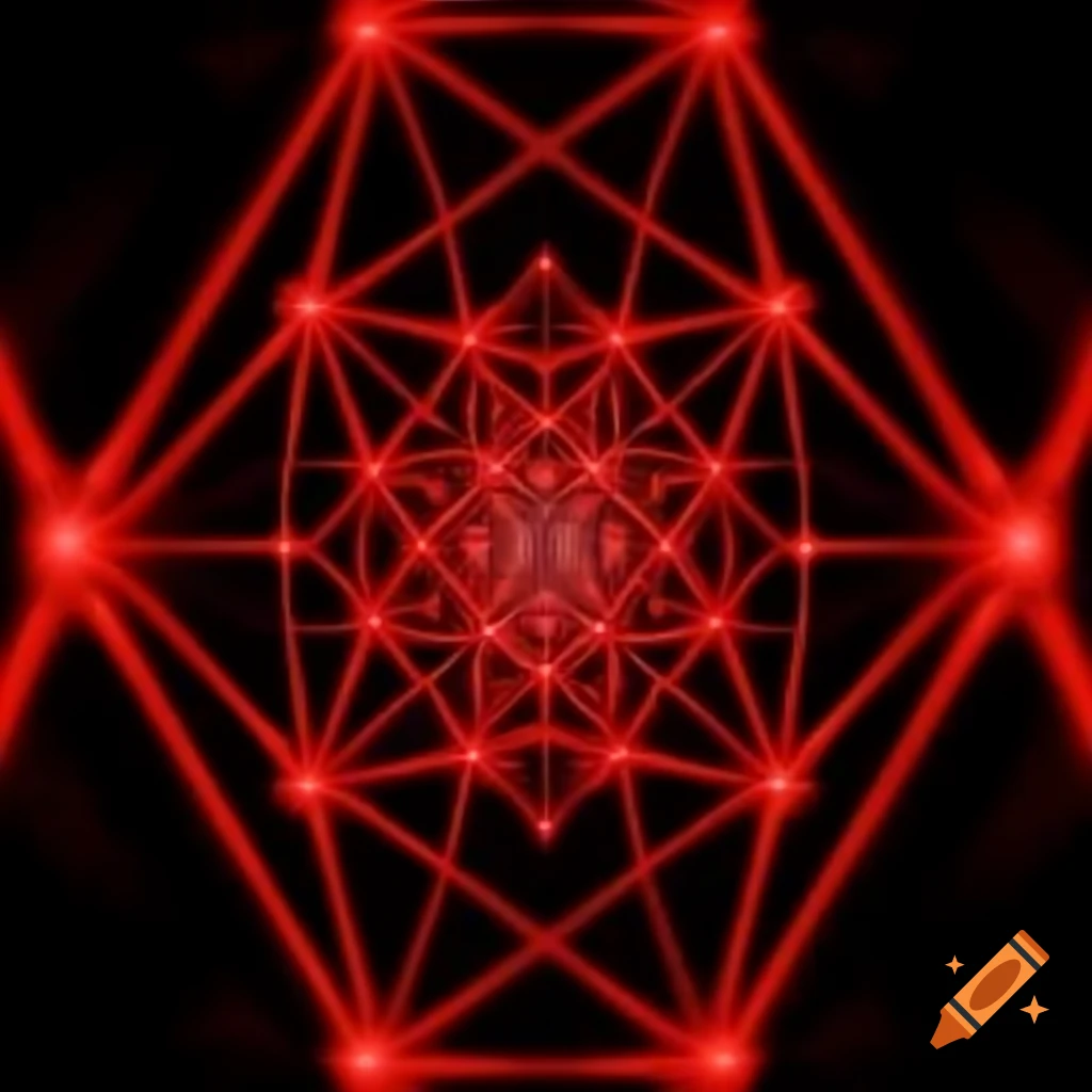 Abstract magical realm with red and black parallel lines