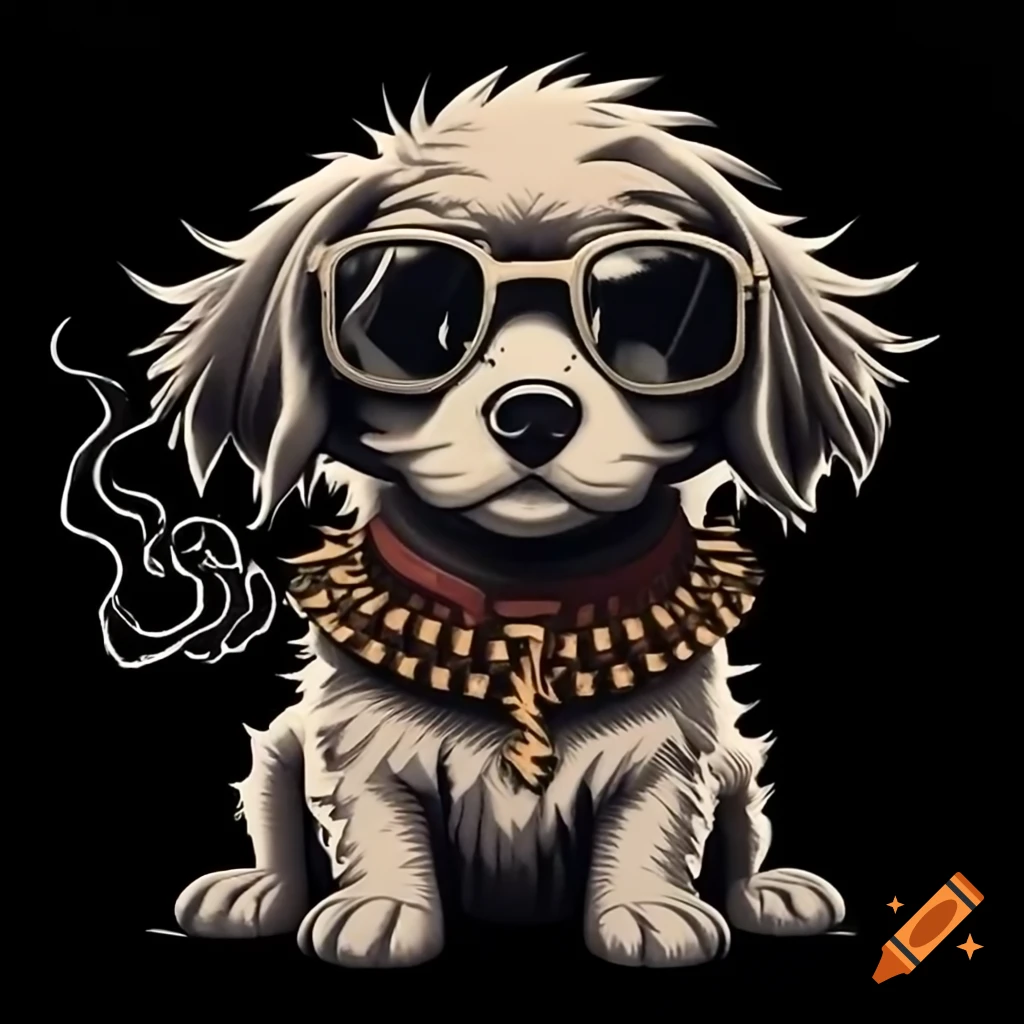 Surreal puppy with spiked collar