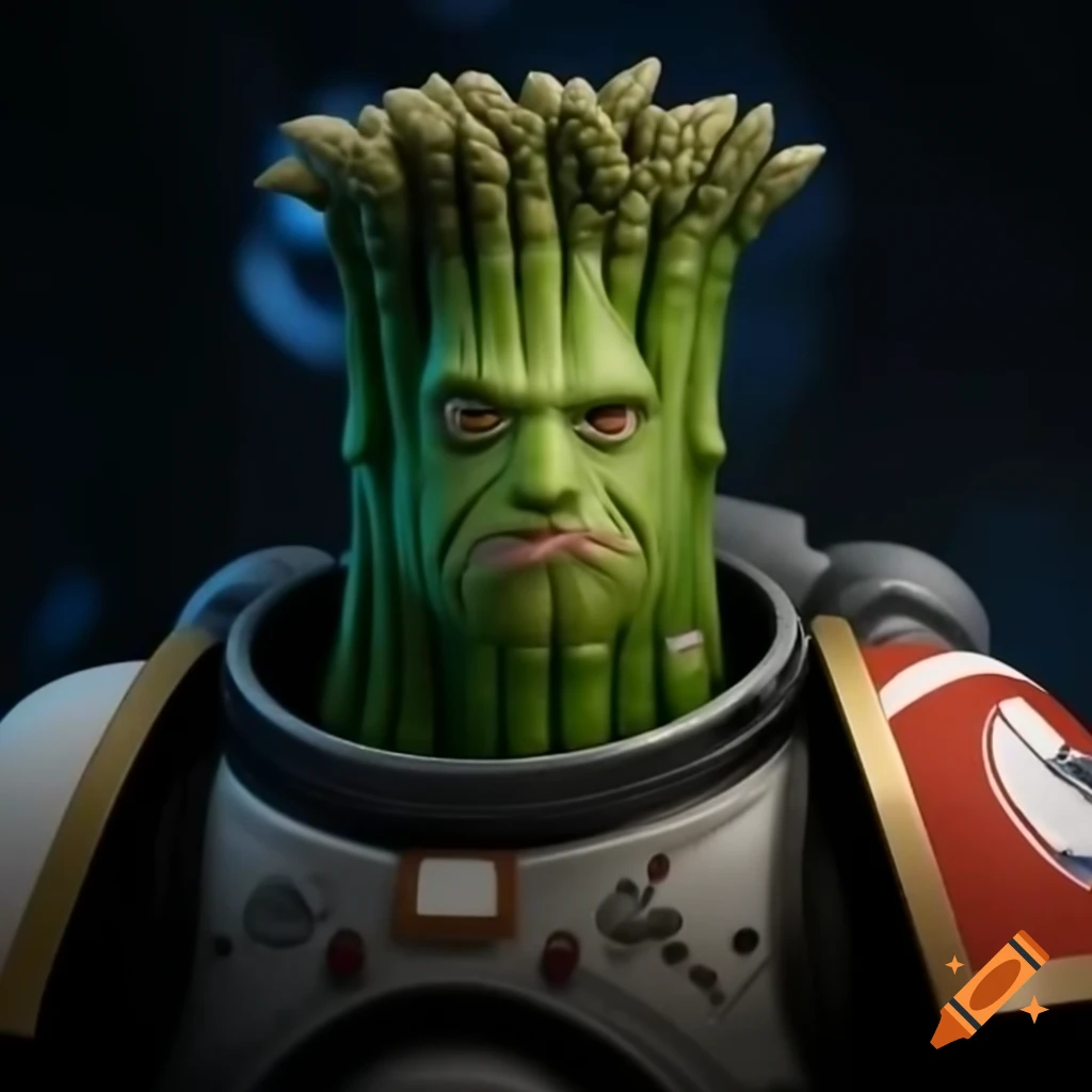 Asparagus character designed as a space marine