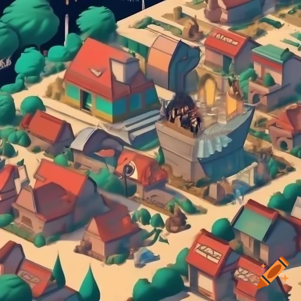 Vivid and detailed fantasy town architecture