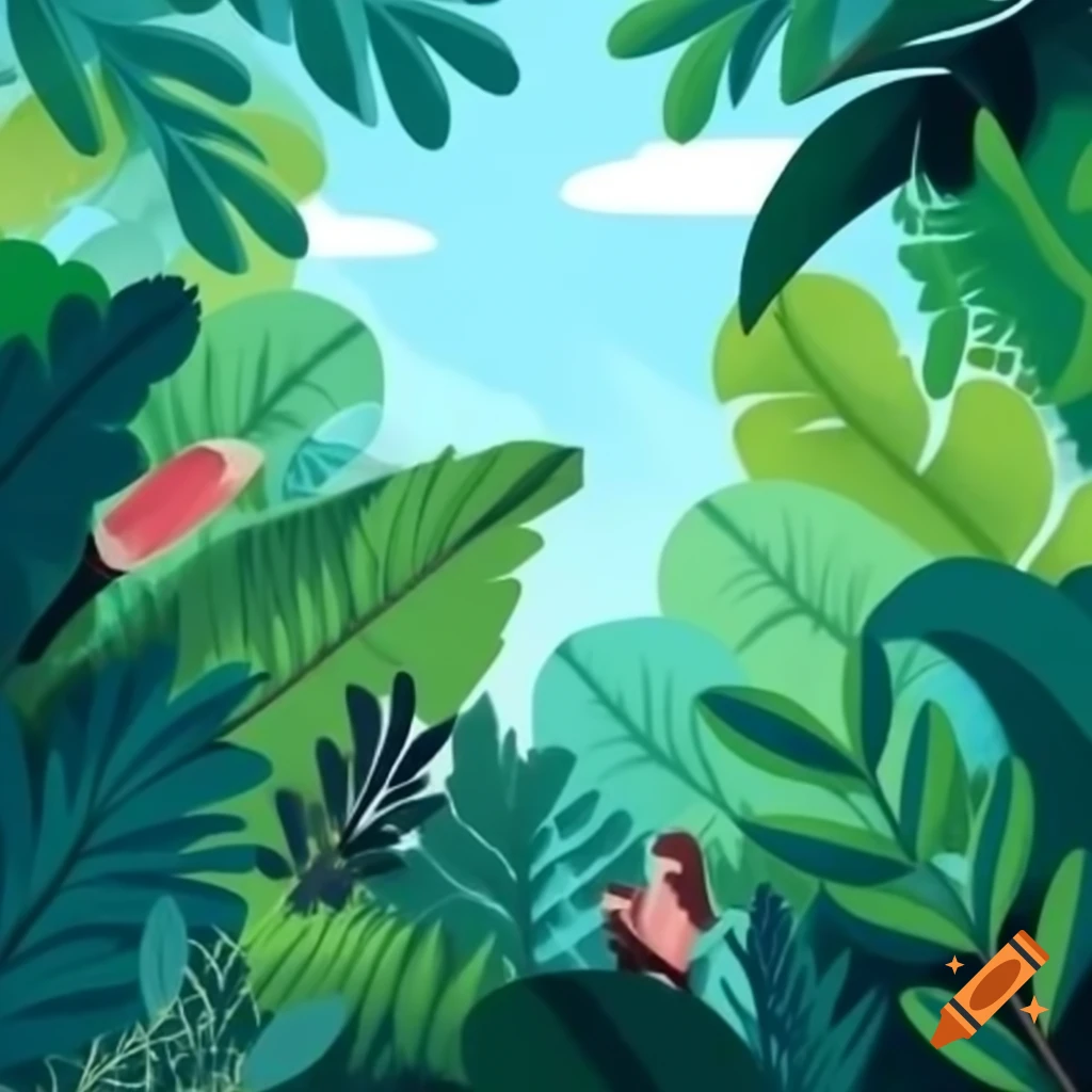 Flat art illustration of a jungle
