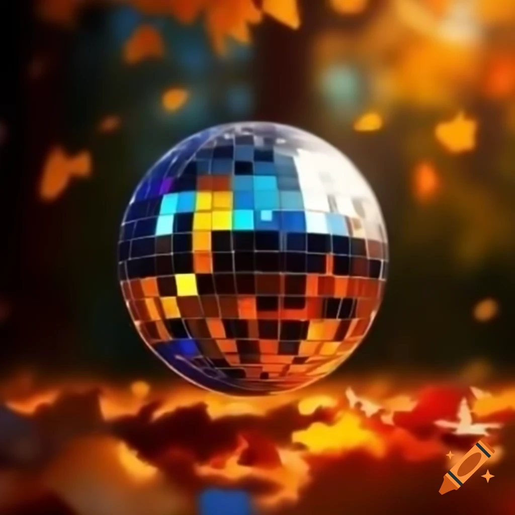 Disco ball with autumn leaves