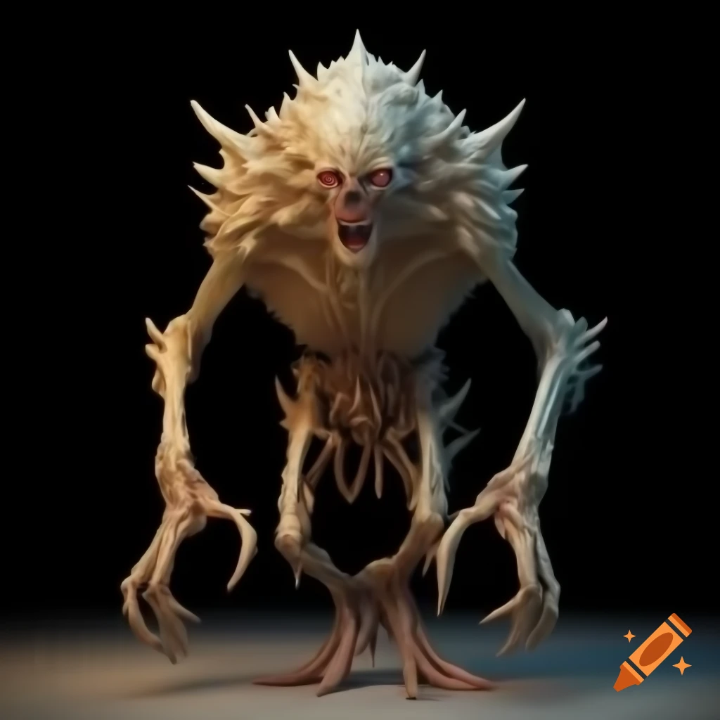 Shifting extra-dimensional monster warping reality with skeletal and ghost-like features