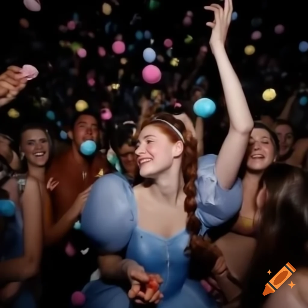 Colorful and vibrant nightcore rave interpretation of Cinderella