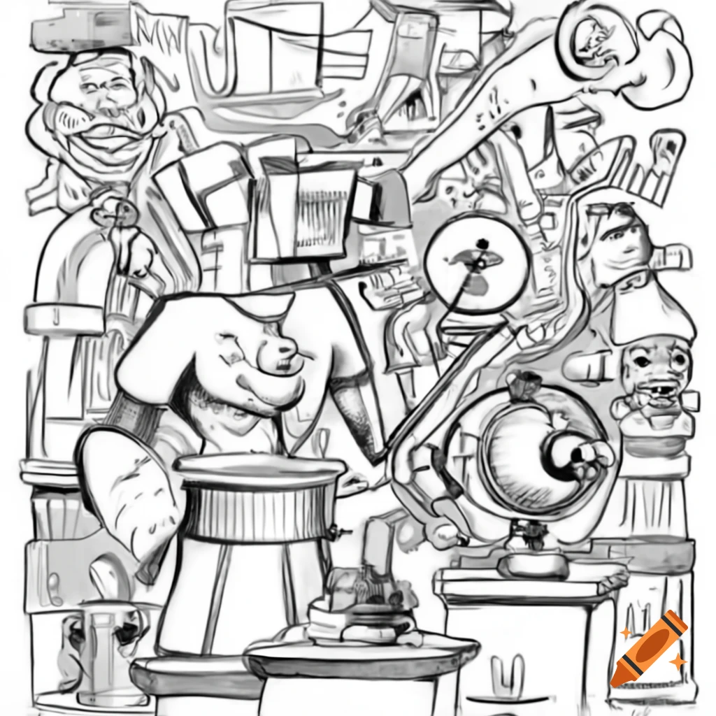 Doodle art representing intellectual revolutions in science and technology