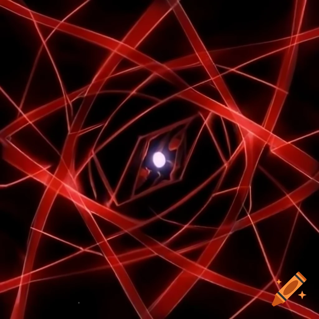 Abstract representation of a magical realm with red and black parallel lines
