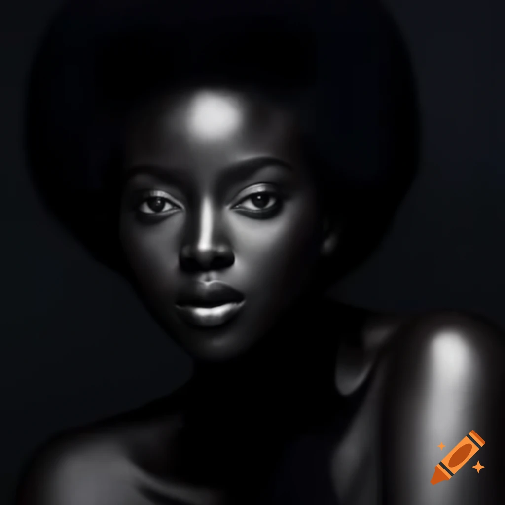 Beautiful Black woman gazing downward with grace