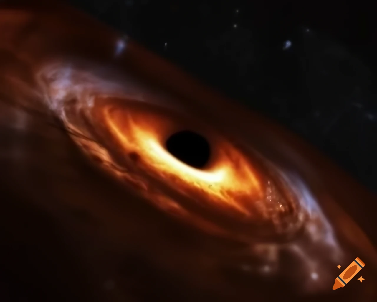 Realistic black hole in star-filled space using advanced rendering techniques