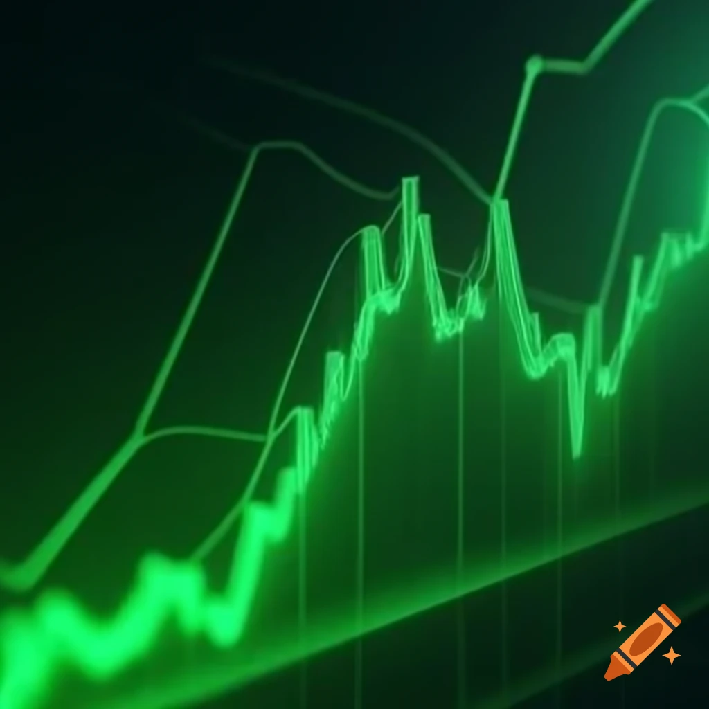 Green glowing graph depicting growth