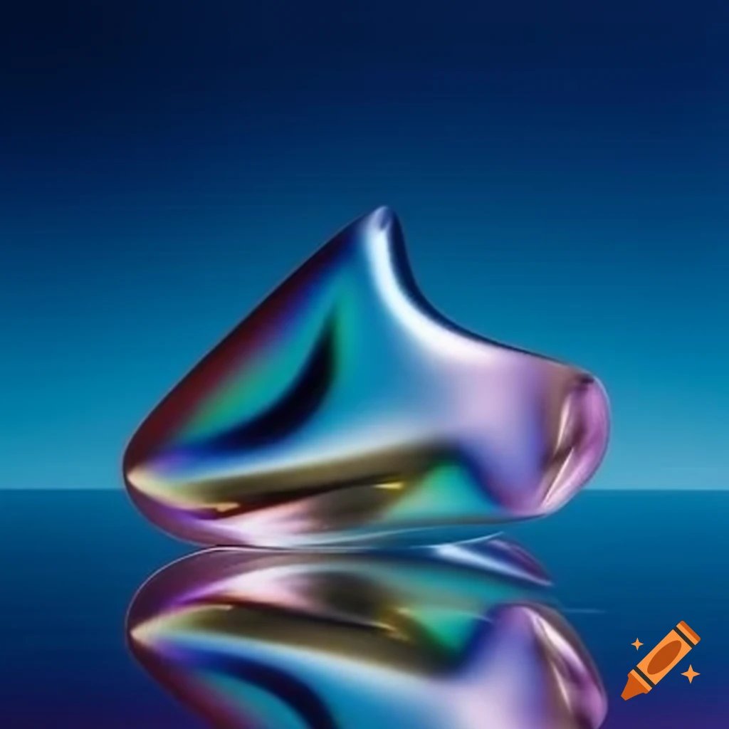 Pop surreal photography featuring iridescent glass statue