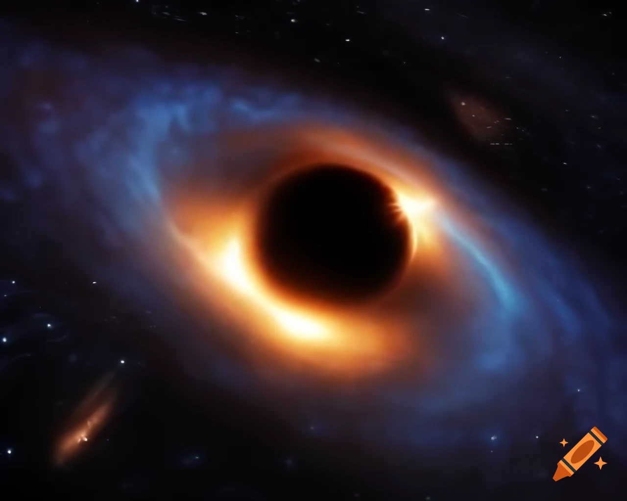 Realistic black hole in star-filled space using advanced rendering techniques