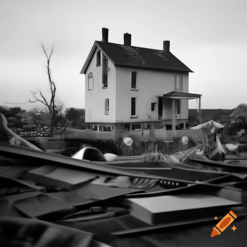Abandoned old house in a junkyard setting